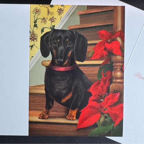 (25) The Danbury Mint 5x7 Dachshund Christmas Cards with envelopes - Picture 2 of 3